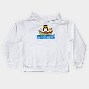 The owl and pussy cat went to sea Kids Hoodie